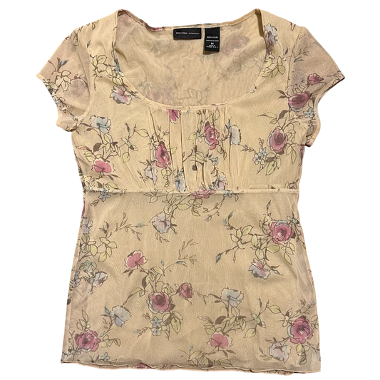 (M) new york & company mesh floral top