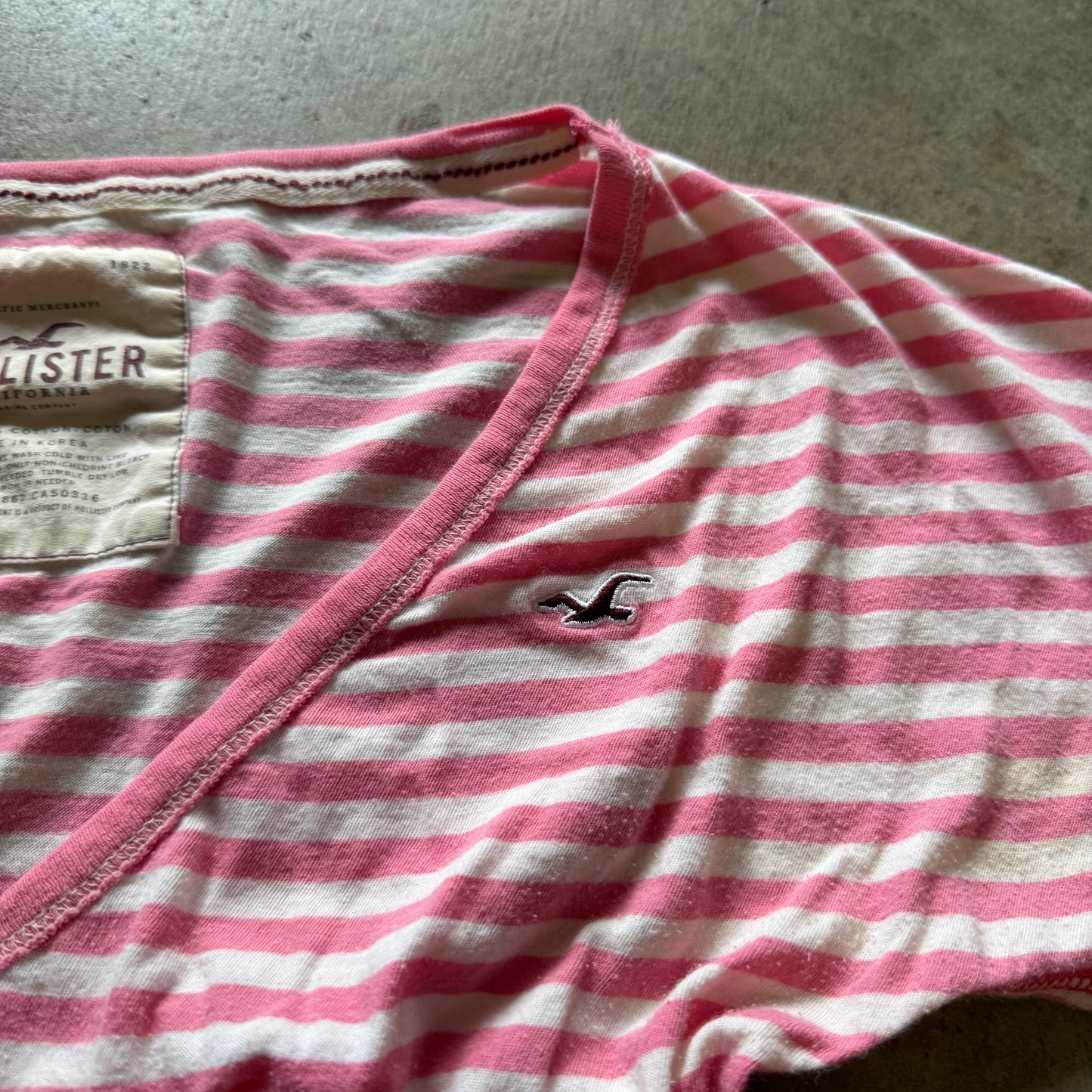 (M) Hollister pink & white striped babydoll top