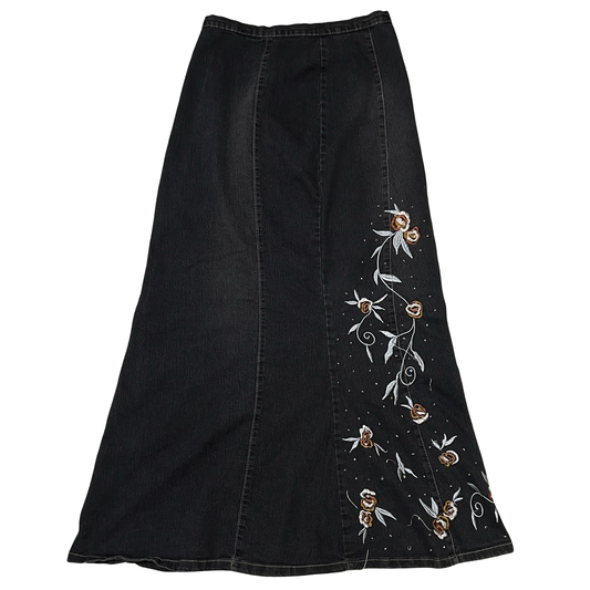(30) smart heart apparel denim maxi skirt