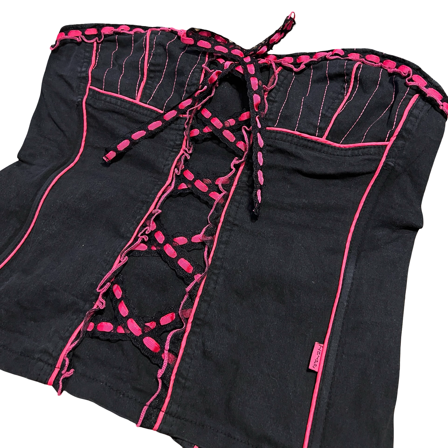 (L) tripp nyc pink & black corset top