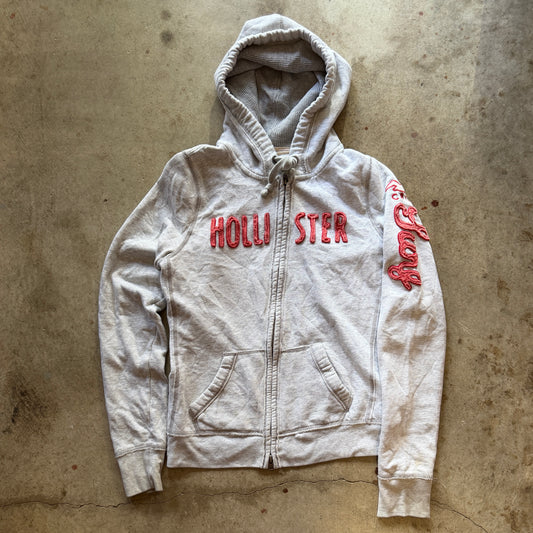 (L) ladies hollister cali coral logo zip up