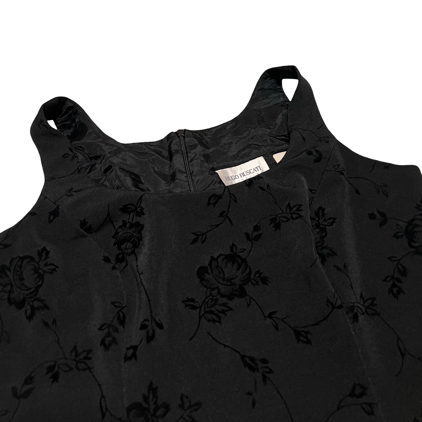 (12) vintage hugo buscati black floral mini dress