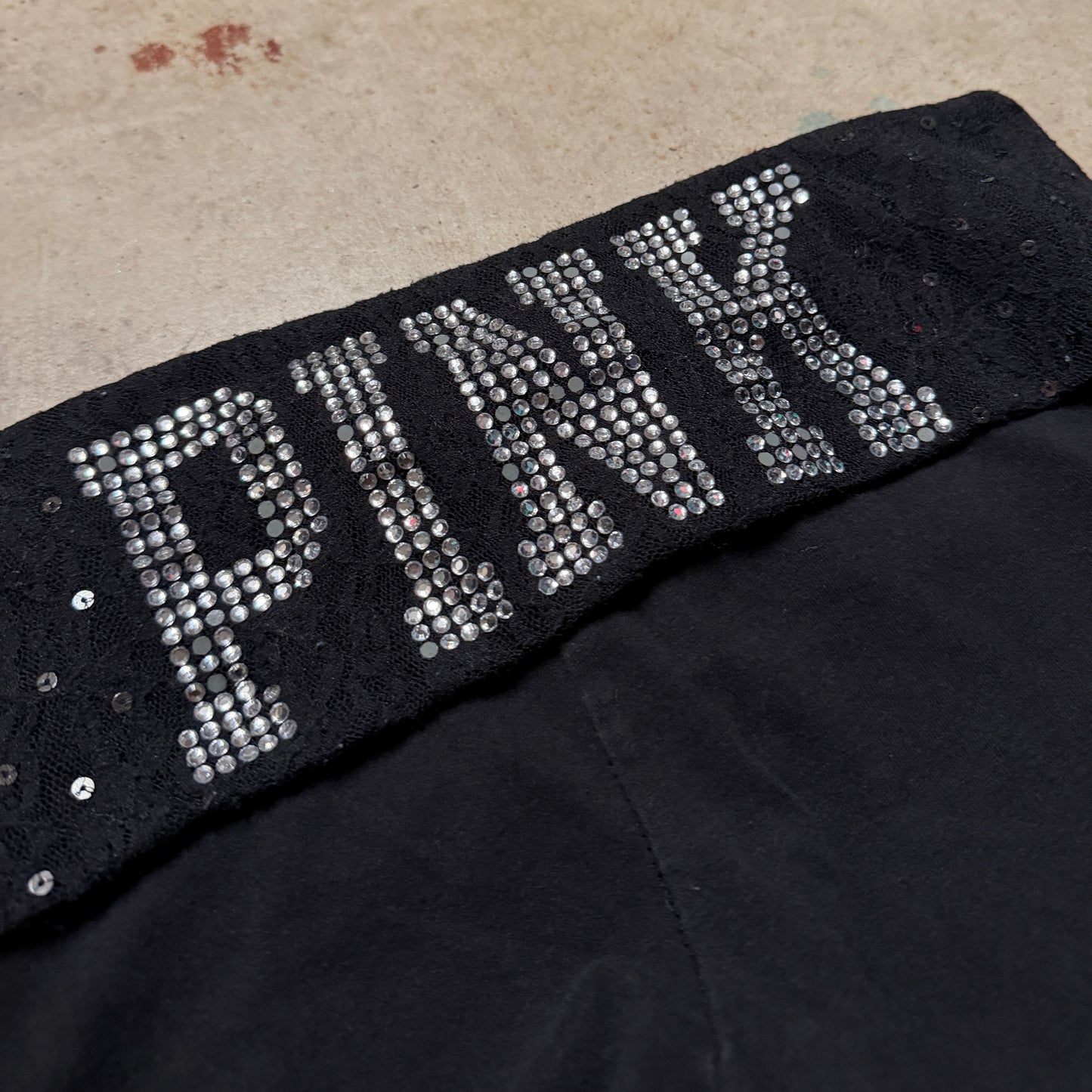 (S/P) ladies Victoria’s Secret pink lace bedazzled fold over leggings