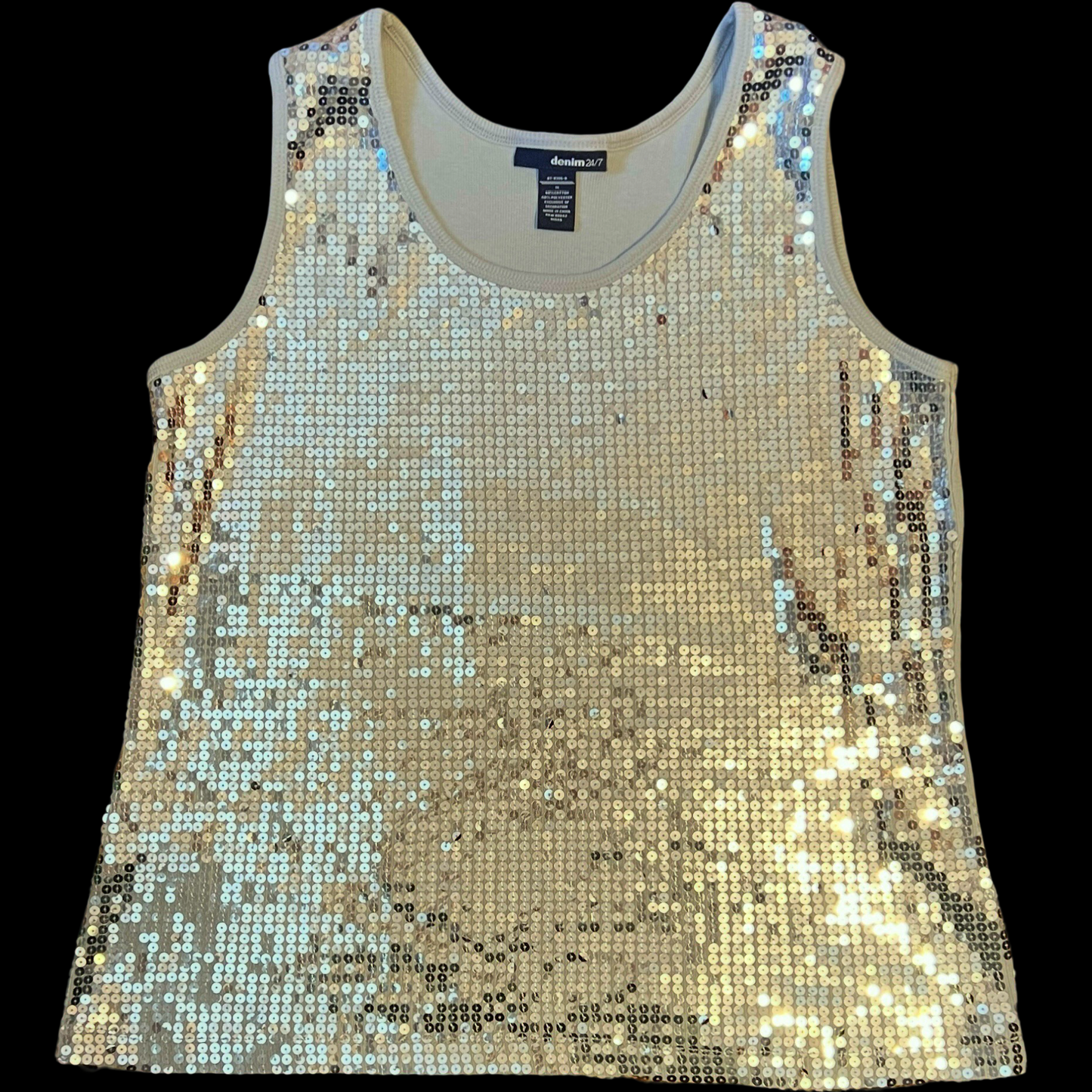 (1X) denim 24/7 silver sequin tank top