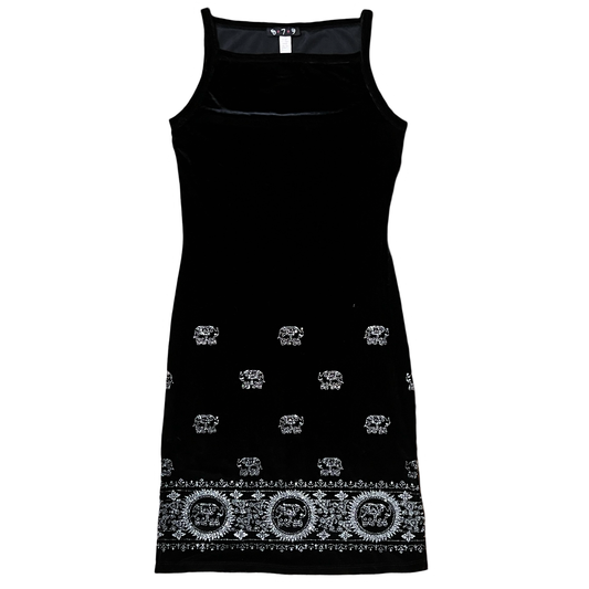 (XS) 579 velvet elephant midi dress
