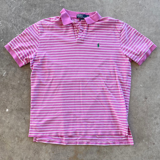(XL) Polo striped pink shirt