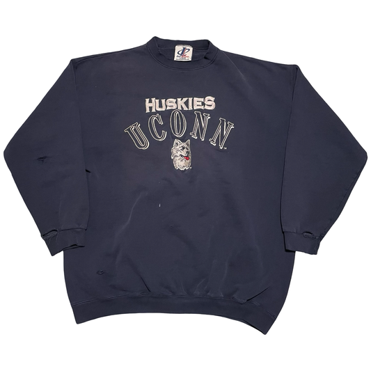 (L) Vintage Uconn logo athletics crewneck