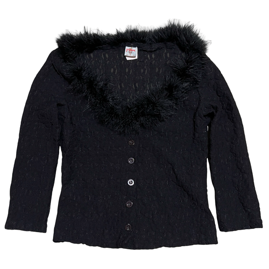 (M) groove usa sheer feather cardigan