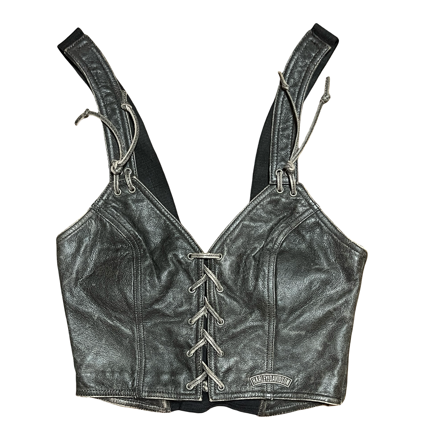 (36/8 W) harley leather vest top