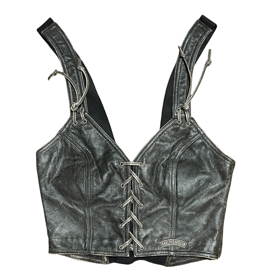 (36/8 W) harley leather vest top
