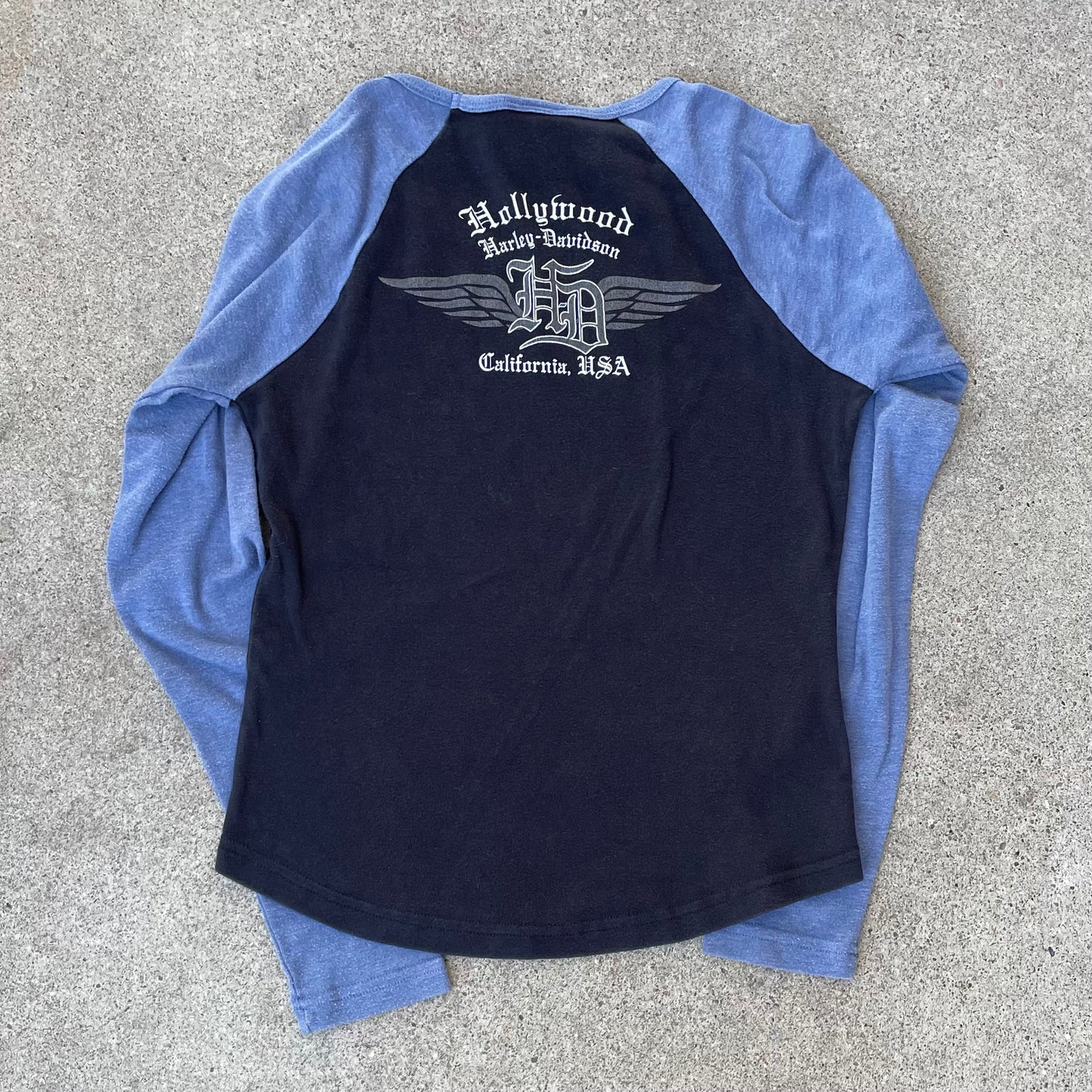 (M) 2005 harley davidson hollywood baseball baby tee
