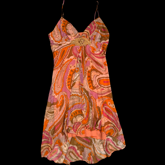 (L) heart moon star silk midi dress