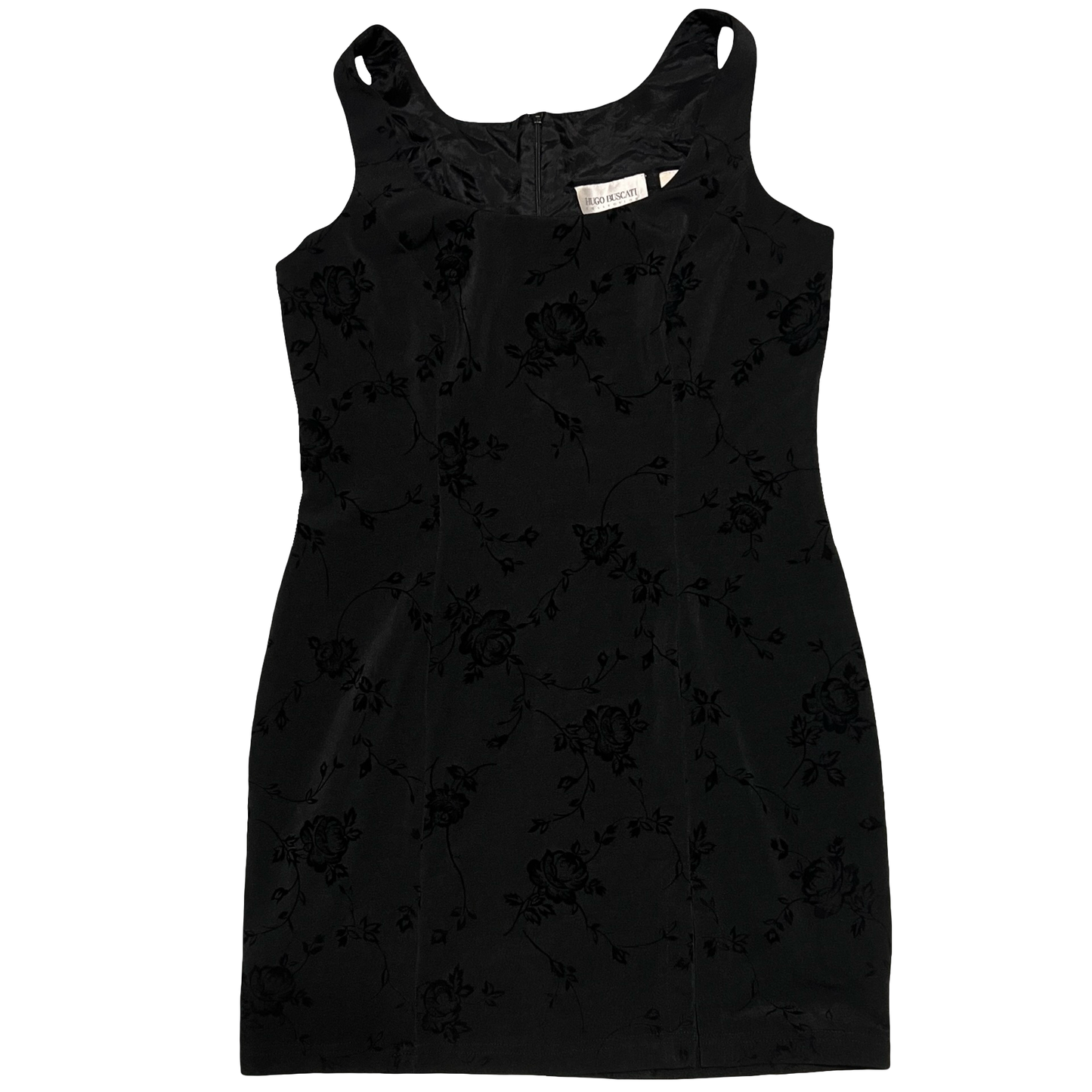 (12) vintage hugo buscati black floral mini dress