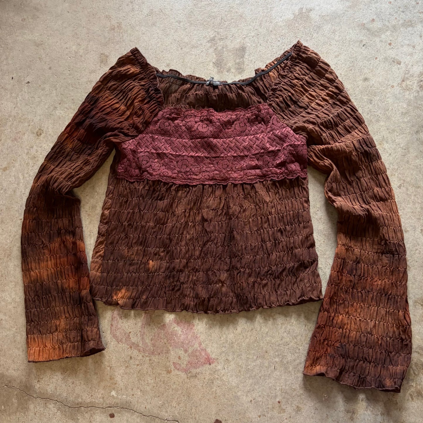 (S) fang semi sheer boho top