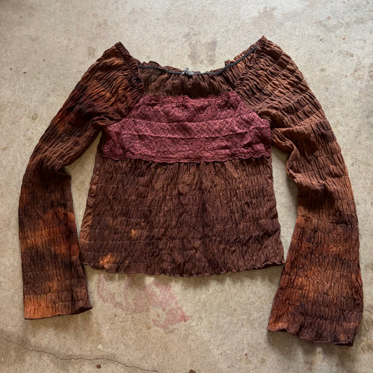 (S) fang semi sheer boho top