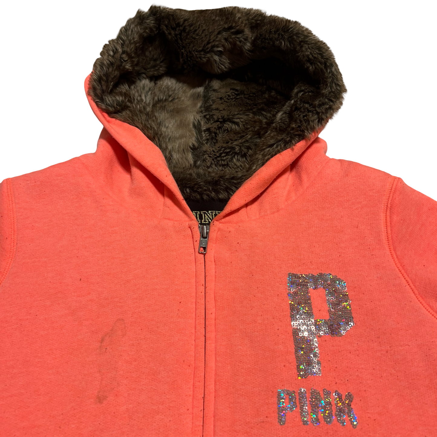 (XS) victoria's secret pink faux fur lined jacket