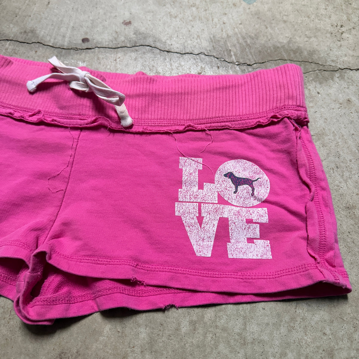 (XS) ladies Victoria’s Secret micro mini spellout shorts