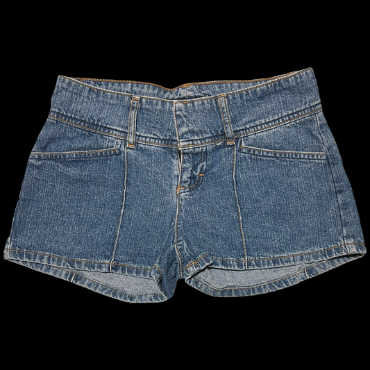 (1) blue asphalt denim micro mini shorts