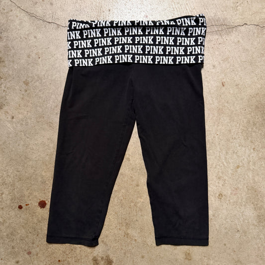 (M) ladies Victoria’s Secret logo capri fold over leggings
