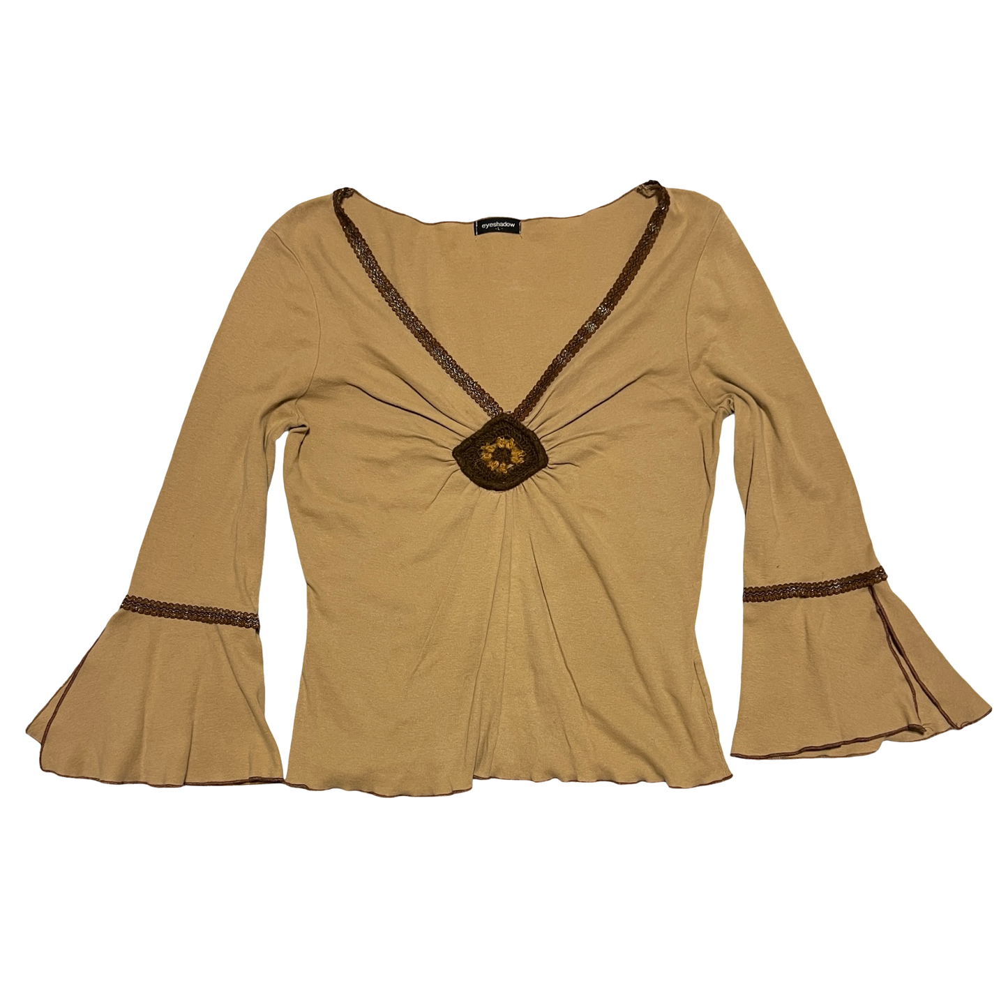 (L) vintage eyeshadow bell sleeve top