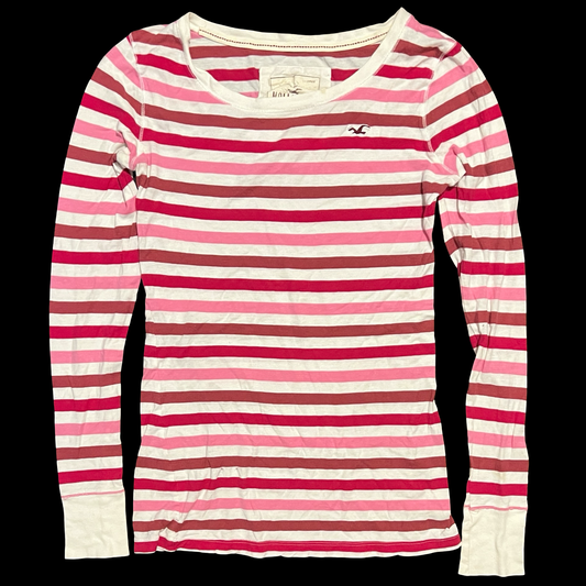 (M) hollister pink striped long-sleeve