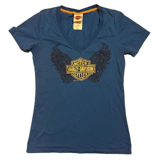 (X-large blue winged harley tee