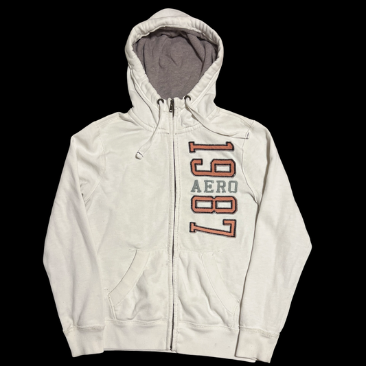 (S) aeropostale white zip-up