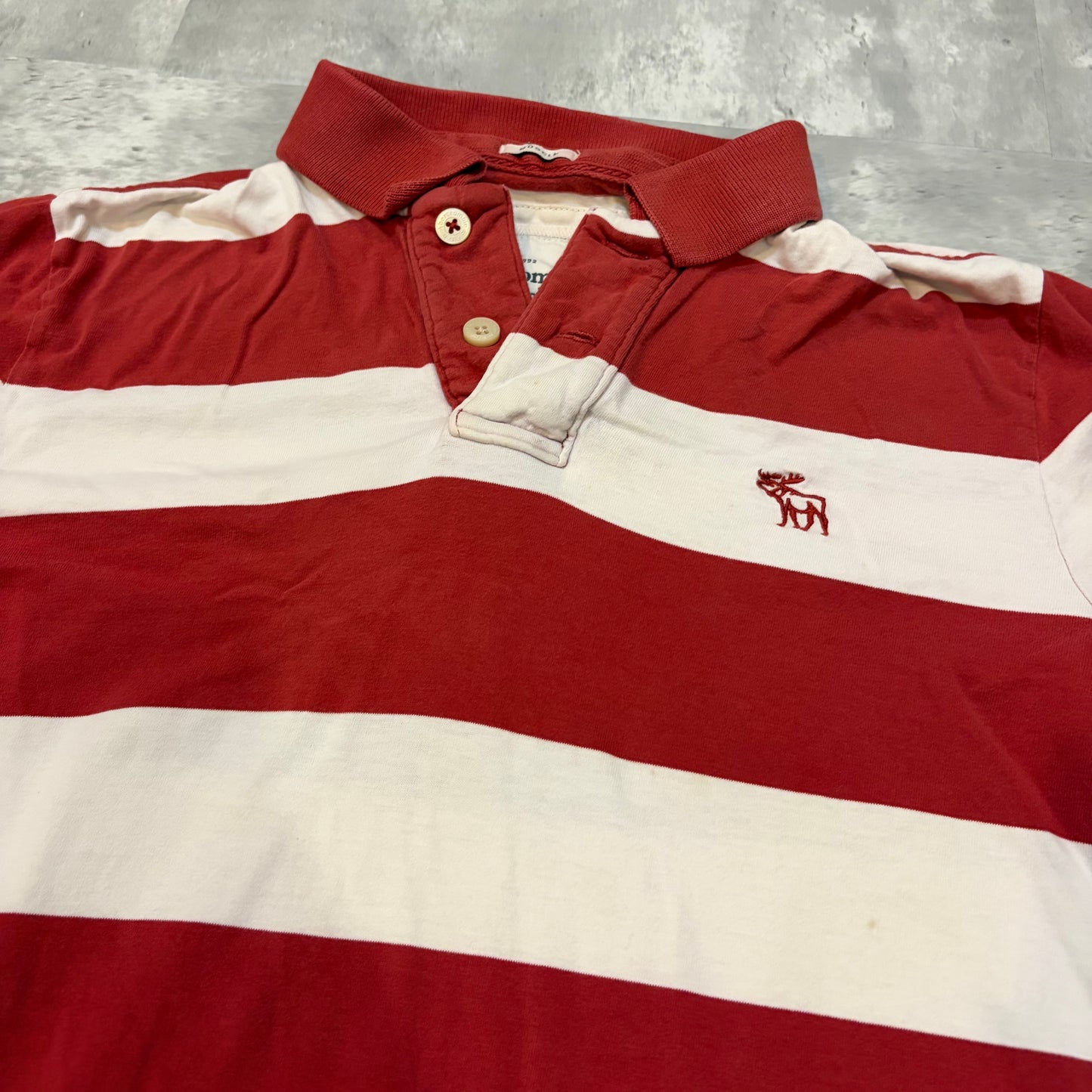 (L) Abercrombie & fitch muscle striped polo tee