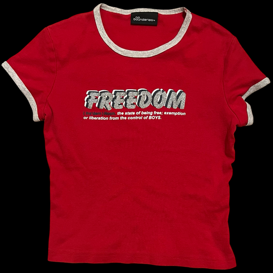 (S/M) no boundaries freedom baby tee