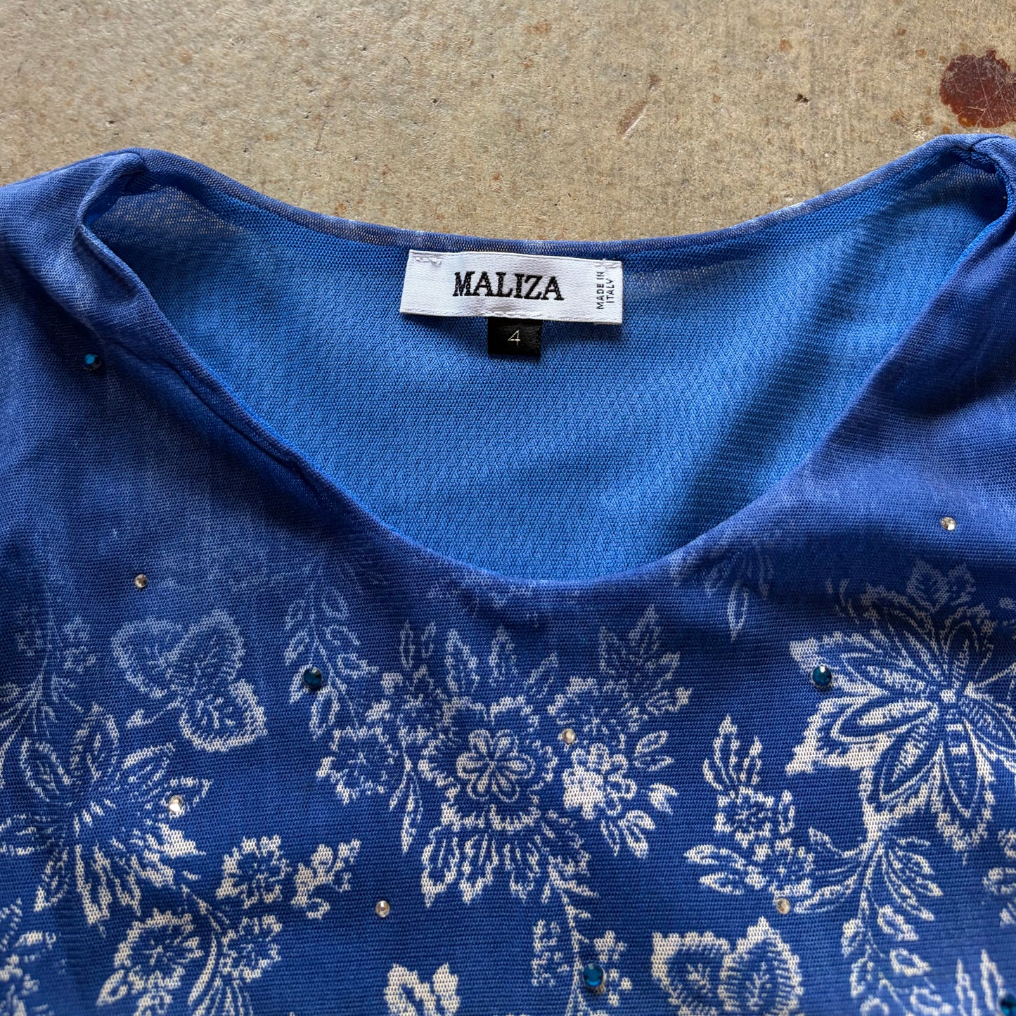 (4) maliza mesh paisley top