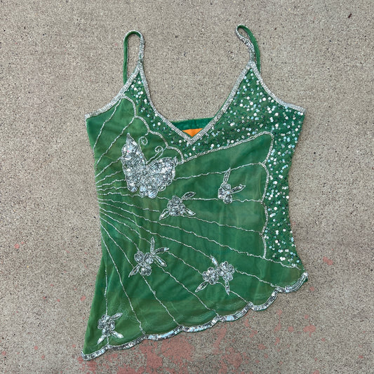 (S) sweet by miss me beaded butterfly top