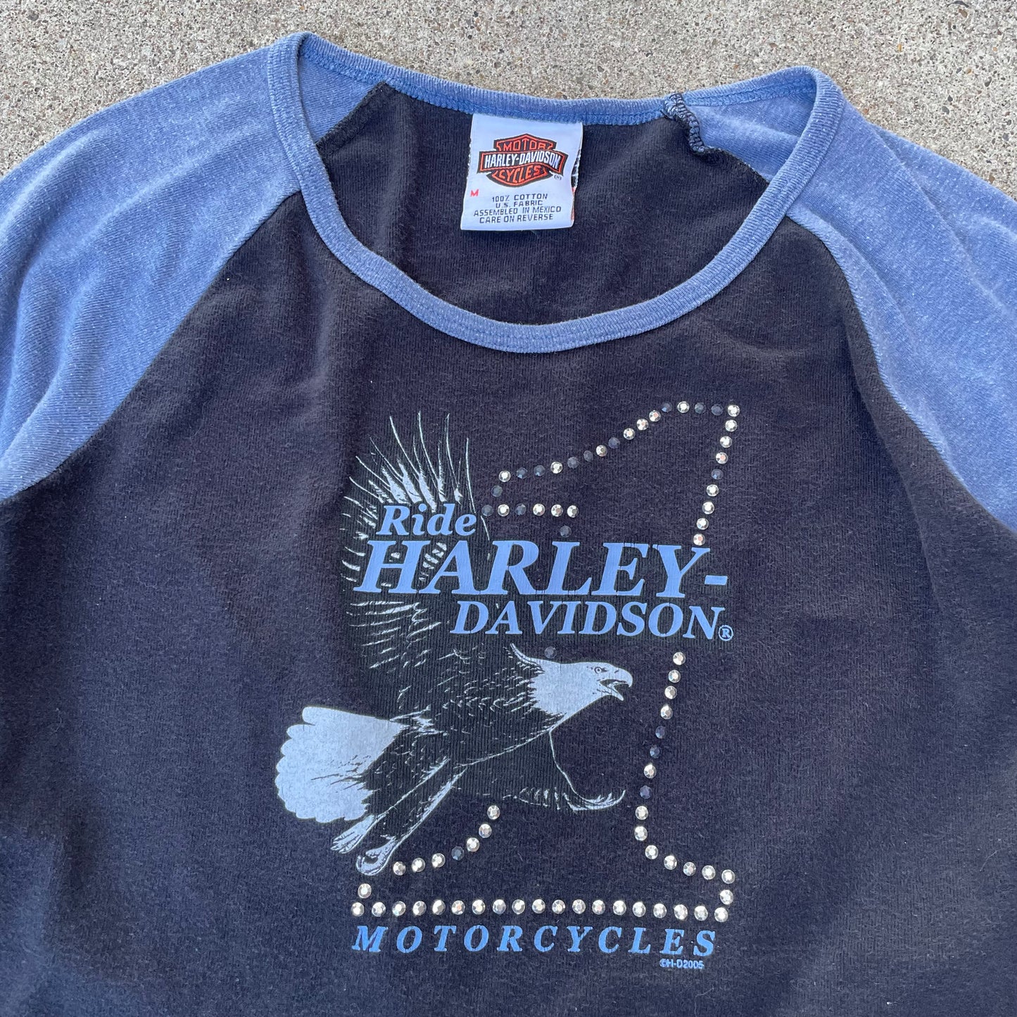 (M) 2005 harley davidson hollywood baseball baby tee