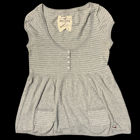 (M) hollister grey pocket babydoll top