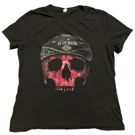 (2X) harley davidson bandana skull head tee