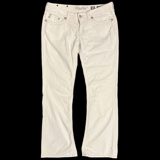 (34) miss me white boot jeans