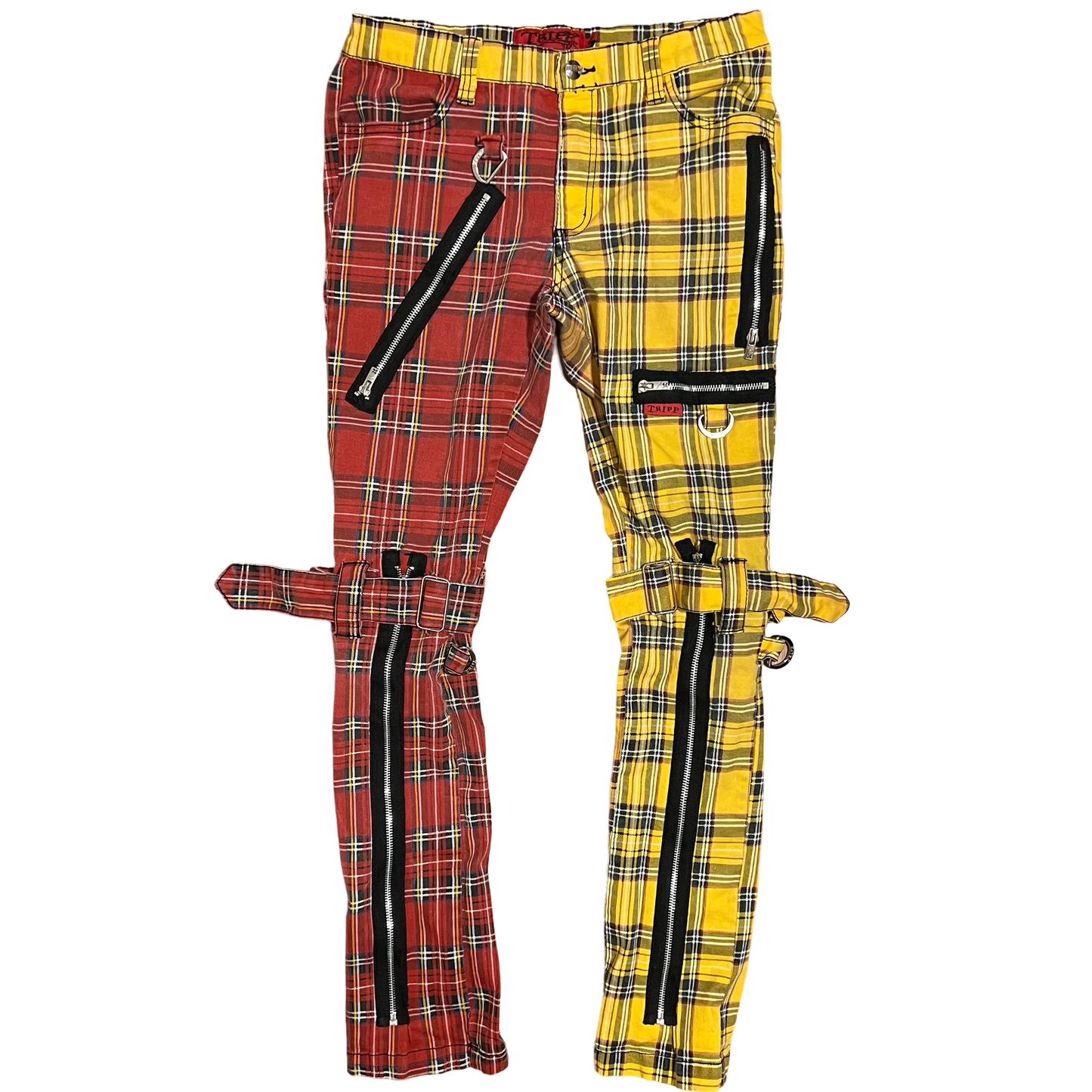 (30) tripp red & yellow skinny pants