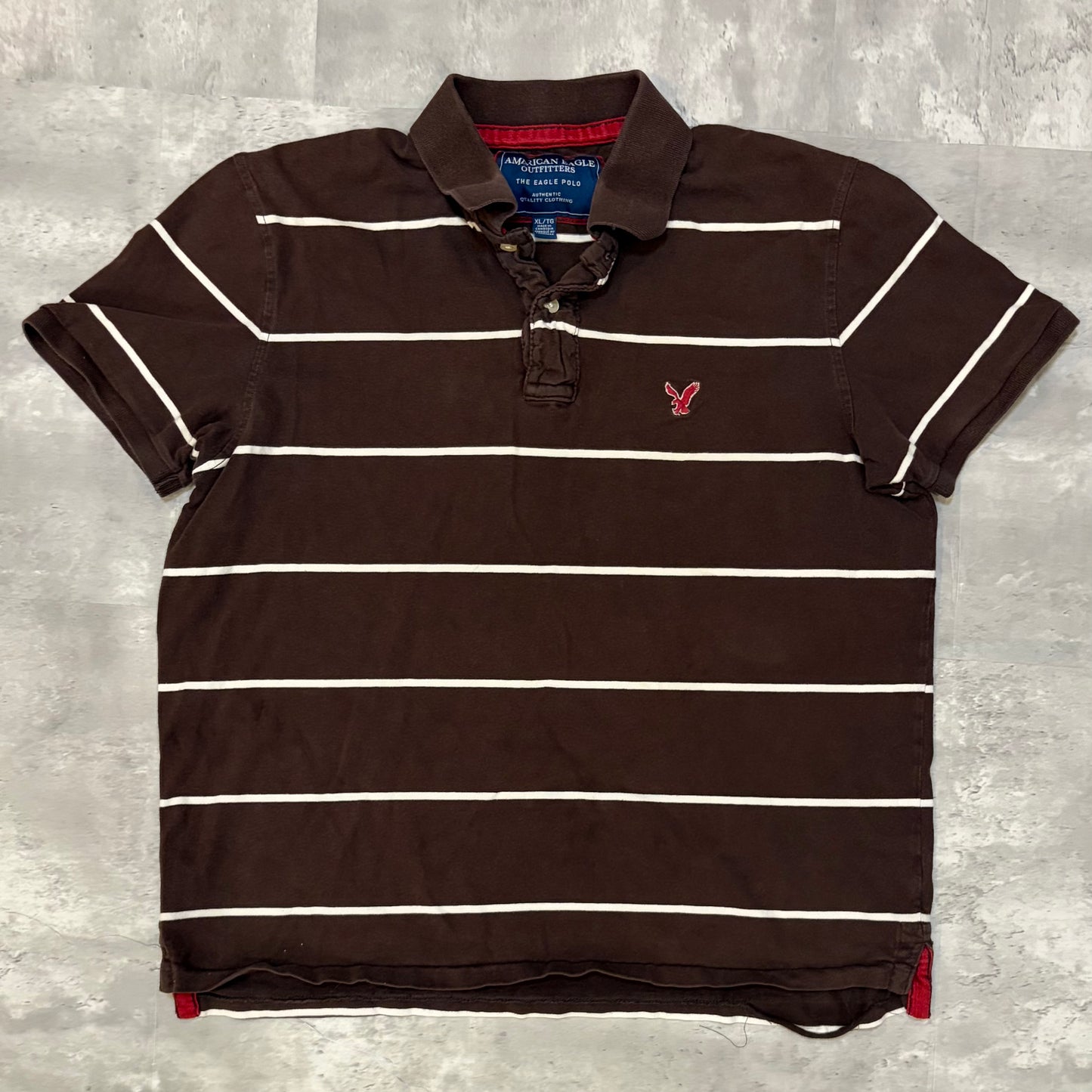 (XL) American eagle brown striped polo tee