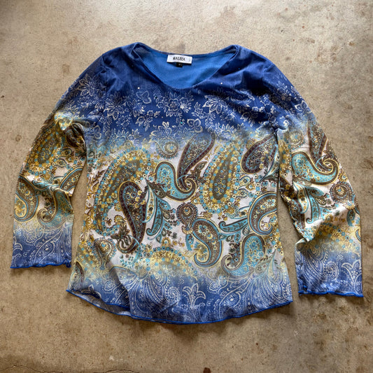 (4) maliza mesh paisley top