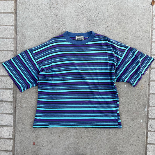 (XXL) 90s Zeppelin striped boxy tee
