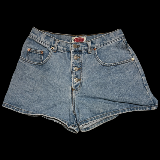 (9) vintage steel denim mini shorts