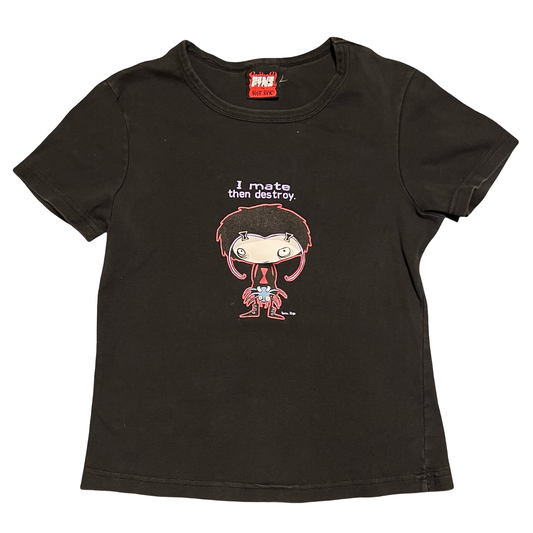 (L) vintage y2k hot topic roman dirge baby tee