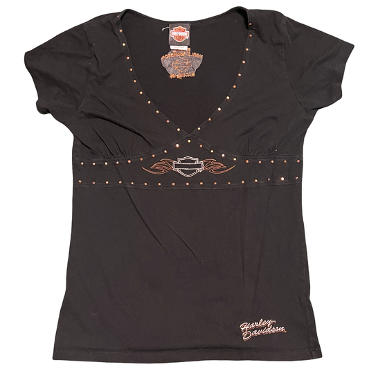 (L) harley davidson baby doll tee