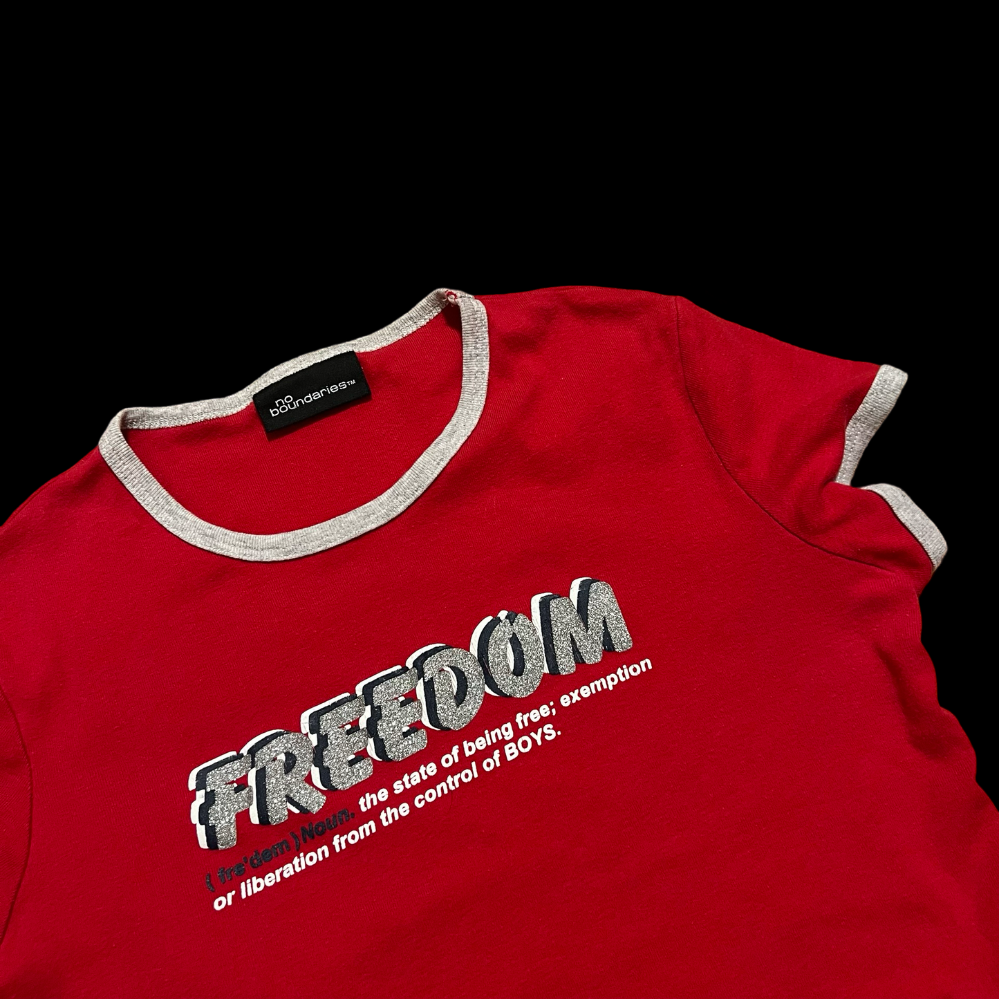 (S/M) no boundaries freedom baby tee