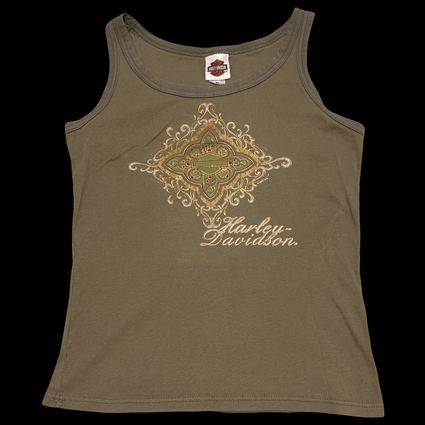 (XL) harley davidson olive tank top