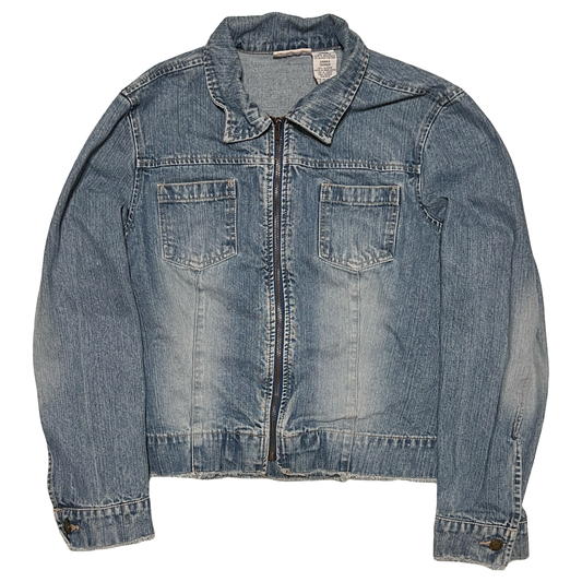 (L) faded glory ladies zip up denim jacket