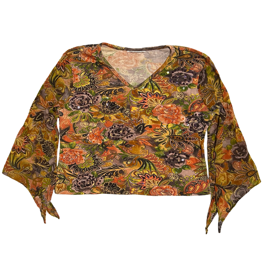 (L) aop mesh sleeve top