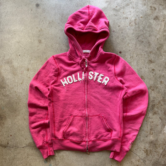 (L) ladies Hollister pink zip up