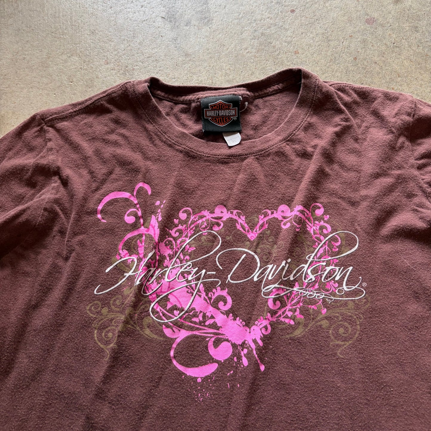 (XL) Harley Davidson brown heart long sleeve