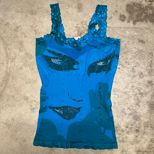 (S/M) M USA stretchy face tank