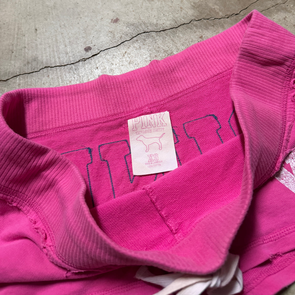 (XS) ladies Victoria’s Secret micro mini spellout shorts